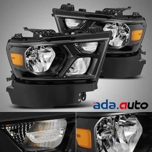 Fit 2019-2020 Dodge Ram 1500/2500/3500 Polished Black OEM Headlights Left&Right - Picture 1 of 7