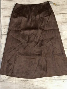 Talbots Women's Brown Faux Suede Back Zip A-Line Midi Skirt 4P NWT - Picture 1 of 7