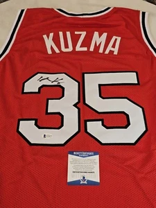 Kyle Kuzma Autographed/Signed Jersey Beckett COA Red Custom Jersey - Picture 1 of 8