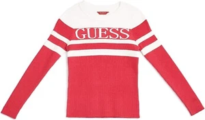 NEW GUESS Factory Yas Logo Color-Block Sweater Dark Pink Size 7 - Picture 1 of 2