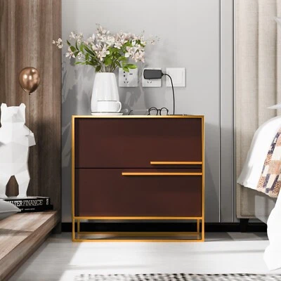 Mesitas de Noche con Estación de Carga,Sensor Luces LED,2 Cajones Música Mesita de Noche Foto 1 de 4