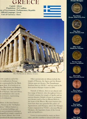 Coins from Around the World Greece 8 coins BU UNC All  2002 2 € 1€ 2002 - Image 1 of 2