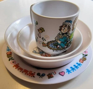 Vintage Raggedy Ann And Andy Dish Bowl Cup Set 4 Piece Oneida Plastic - Picture 1 of 10