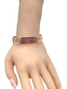 Coach 1/2 inch Signature C Rose Enamel Gold Plated color bangle bracelet NEW $78