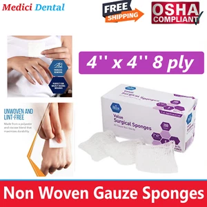 4x4 Non Woven Sponges 8-Ply, Non-Sterile Cotton Dental Surgical Gauze - 2000/Box - Picture 1 of 4