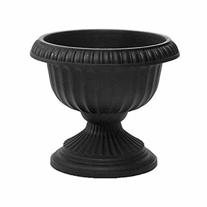 Novelty Outdoor Grecian Urn, Planter/Flower Pot, Plastic, Black, 18" - Picture 1 of 4