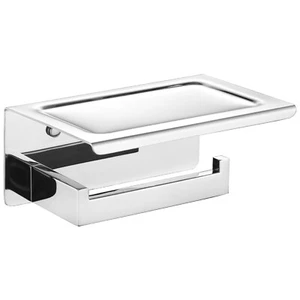 Toilet Paper Roll Holder with Shelf Stainless Steel Chrome Wall Mounted Bathroom - Picture 1 of 5