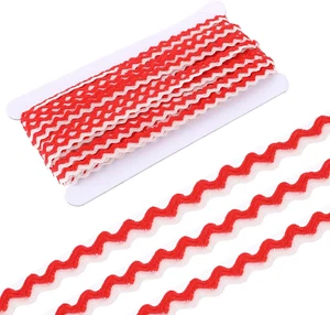17.5 Yard 8Mm Wave Bending Fringe Trim Rick Rack Trim Red White Lace Ribbon RIC - Picture 1 of 7