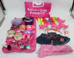 Build a Bear HUGE Lot of 11 Shoes Skates Sleeping Bag Scarf Bag Wings Plush Drum - Picture 1 of 11