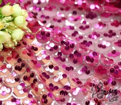 Sparkly Sequin Mesh Sheer Scale Fabric Glitter Craft Material Clothing 150 100cm - Image 1 of 4