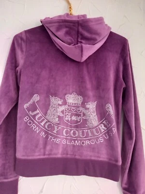 Juicy Couture purple Velvet Tracksuit Top Hoodie Sweatshirt M - Image 1 of 4