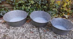 Stabiles Zinkwannen-Set 3 Stück  Pflanztopf Zinkbottich Blumentopf rund - Bild 1 von 1