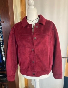 J Jill Red Faux Suede Sherpa Lined Jean Jacket Style, Small - Picture 1 of 3