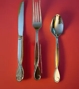 3 Piece Kate Spade Lenox Belle Blvd Stainless Flatware Tablespoon, Knife & Fork - Picture 1 of 5