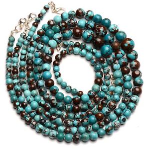 howlite turquoise 5 to 10 mm size round beads necklace 19 inch length