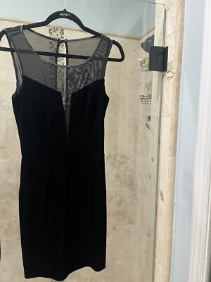 Vintage Frederick's Of Hollywood Black Velvet Illusion Mini Dress Women's Xs - Image 1 of 4