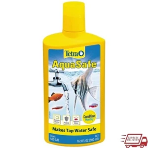 AquaSafe Aquarium Water Conditioner Removes Chlorine Reduces Stress 10mL/10G New - Picture 1 of 8