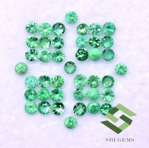 Lote de 50 piedras preciosas sueltas de calidad AAA de 2 mm redondas con corte de diamante de esmeralda natural - Imagen 1 de 5