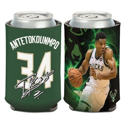 GIANNIS ANTETOKOUNMPO MILWAUKEE BUCKS SOFT FOAM CAN BOTTLE COOZIE KOOZIE COOLER Cover