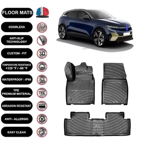 Floor Mats Liner Fits Renault Megane E-Tech (2022-2025) 4D Molded Black 4pcs - Picture 1 of 3