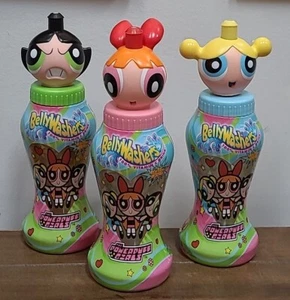 Powerpuff Girls Belly Washers Bottle Lot of 3 BUBBLES BUTTERCUP BLOSSOM Empty - Picture 1 of 9