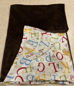 Dr. Seuss Trend Lab Brown Velour Backed ABC Baby Crib Blanket 30"X 40" lovey - Picture 1 of 6