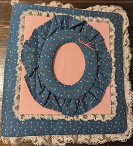 Vntg- Vintage Handmade Fabric Padded Floral/Lace Photo album 11x11.5 - Picture 1 of 3