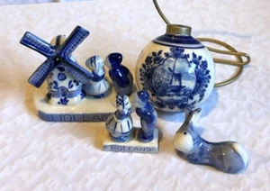 statuine vintage Delft Blue Holland coppia bacio mulino a vento ornamento coniglio - Foto 1 di 18