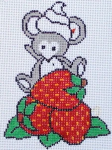 Berry Tops Mouse Hand Painted Needlepoint Canvas - Picture 1 of 1
