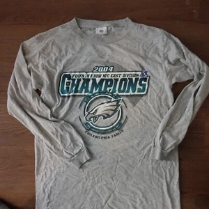 Vintage 2004 NFL Philadelphia Eagles East Div Champs Long Sleeve Grey Sz M - Picture 1 of 11