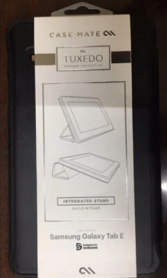 TUXEDO Samsung Galaxy Tab E Folio Case Integrated Stand-BLACK Refined Protection - Image 1 of 3