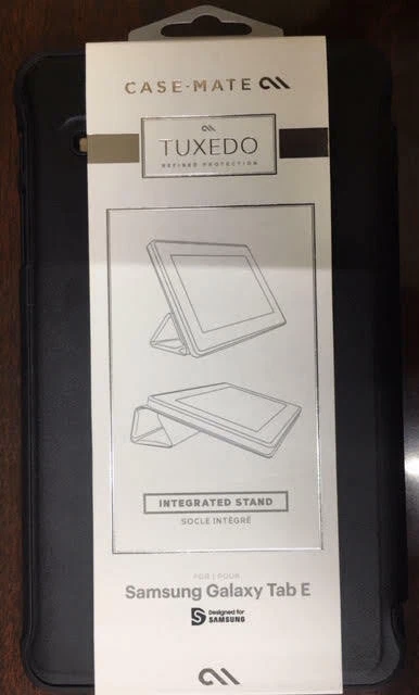 TUXEDO Samsung Galaxy Tab E Folio Case Integrated Stand-BLACK Refined Protection - Image 1 of 3