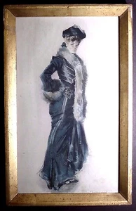 RARE ANTIQUE PRINT~HOWARD CHANDLER CHRISTY~"ELEGANT LADY IN A FUR TRIMMED COAT" - Picture 1 of 9