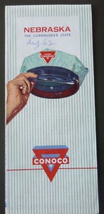 1962 Nebraska  road map Conoco  oil  gas Cornhusker State - Picture 1 of 4