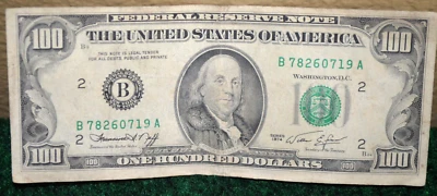 1988 One Hundred Dollar Bill Serial #01300240 Very Cool 98% 4-of-a-kind - Image 1 of 4