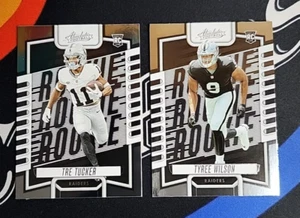 Lote de novatos de fútbol americano Tre Tucker & Tyree Wilson 2023 Panini absoluto RC-Raiders - Imagen 1 de 2