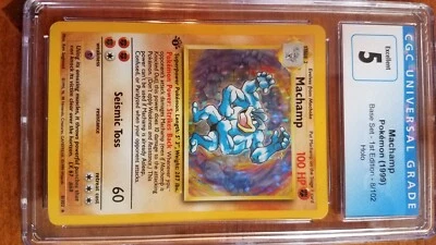 1999 Pokemon Base Set Machamp Holo 1st Edition 8 CGC Graded 5 Excellent - Image 1 of 4