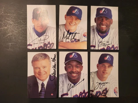 2000 Montreal Expos Autographed postcard Lot of 6 Diff Team Issued MLB Baseball Cover