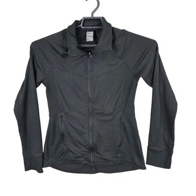 Chaqueta atlética Champion negra con cremallera completa mezcla de poliéster spandex talla M para mujer Foto 1 de 4
