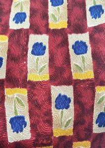 BRANDINI SILK TIE ITALIAN FOULARD Burnt Sienna w/ Stylized BLUE TULIP Panels EXC - Picture 1 of 4