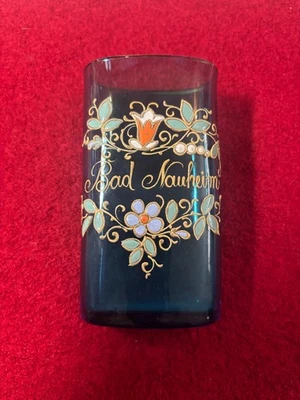 Bäderglas Bad Nauheim Böhmisches Glas Andenkenglas Emailmalerei um 1900 ? - Bild 1 von 4