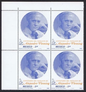 Mexico Sir Alexander Fleming penicillin Corner Block of 4 1981 MNH SG#1599 - Picture 1 of 1