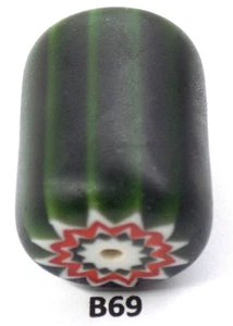 XXL Wassermelone grün süß Herzstück Chevron afrikanische Handelsperle B69 BG 80 - Bild 1 von 2