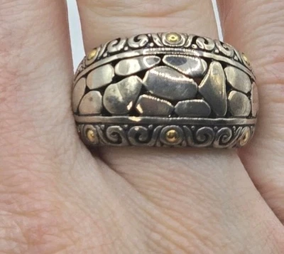 Effy Balissima 18k Gold & Sterling Silver Pebbled Wide Ring SZ9 - Image 1 of 4