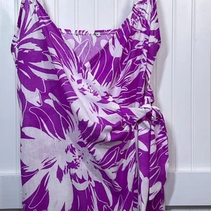 Haute Monde Purple Floral Hawaiian Wrap Maxi Dress Tropical Summer Vacation - Picture 1 of 9
