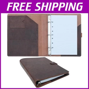 Stylish Leather Notebook, 1" 3-Ring Binder, Pockets - Picture 1 of 10