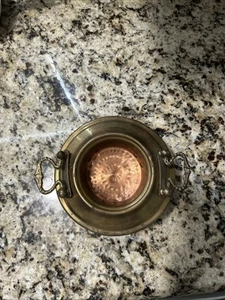 Antiker Aschenbecher Messing Kupfer und Messing mit Fuß - Bild 1 von 8