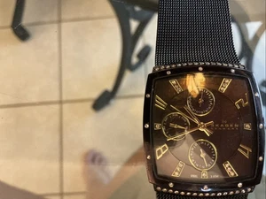 Woman’s Skagen Denmark 3 ATM Chronograph 37mm Watch 1.5” Black Mesh Band - Picture 1 of 5