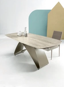 Tavolo da pranzo di lusso in pietra effetto marmo allungabile moderno CIC-926 - Picture 1 of 1