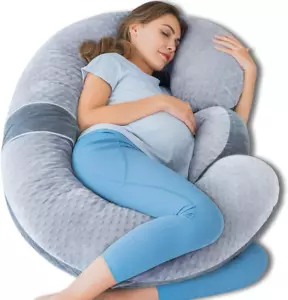 QUEEN ROSE Pregnancy Pillows, E Shaped Full Body Pillow for Sleeping, with Pregn - Picture 1 of 8